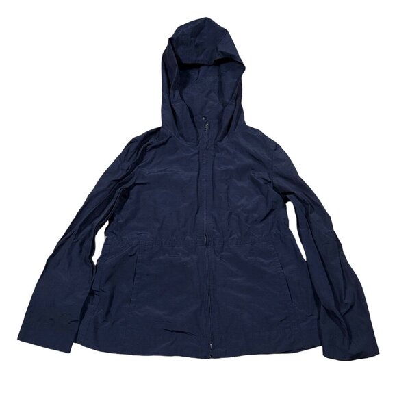 Eileen Fisher Sz XS Lightweight Hooded Unlined Jacket / Raincoat in Navy Blue - Picture 1 of 11
